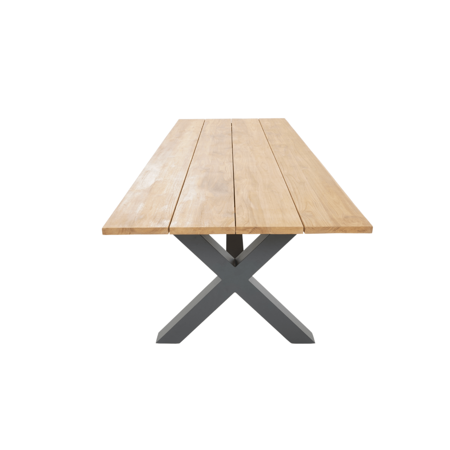 Bellona Teak & Aluminium Outdoor Dining Table - Charcoal - Lume Outdoor Living