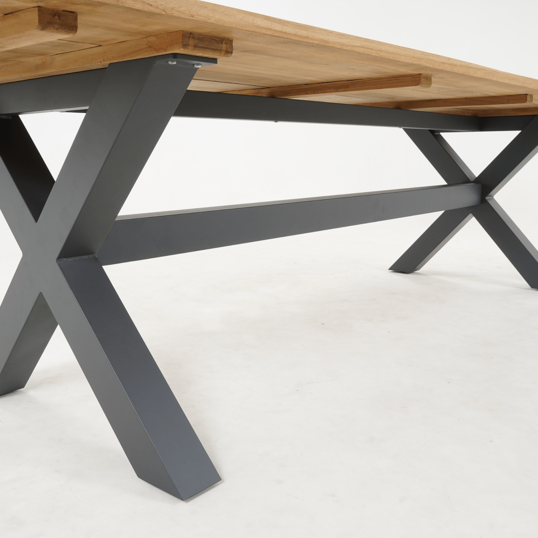 Bellona Teak & Aluminium Outdoor Dining Table - Charcoal - Lume Outdoor Living