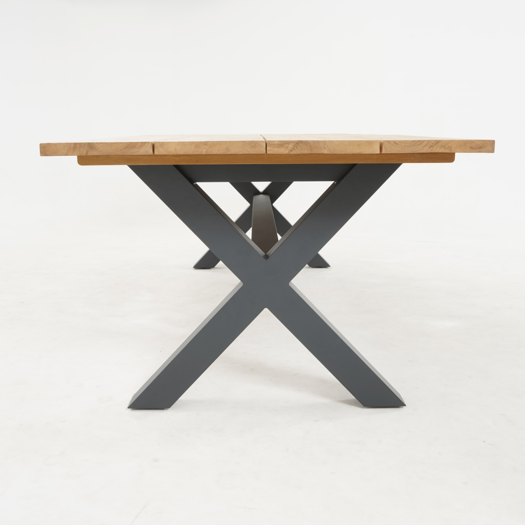 Bellona Teak & Aluminium Outdoor Dining Table - Charcoal - Lume Outdoor Living