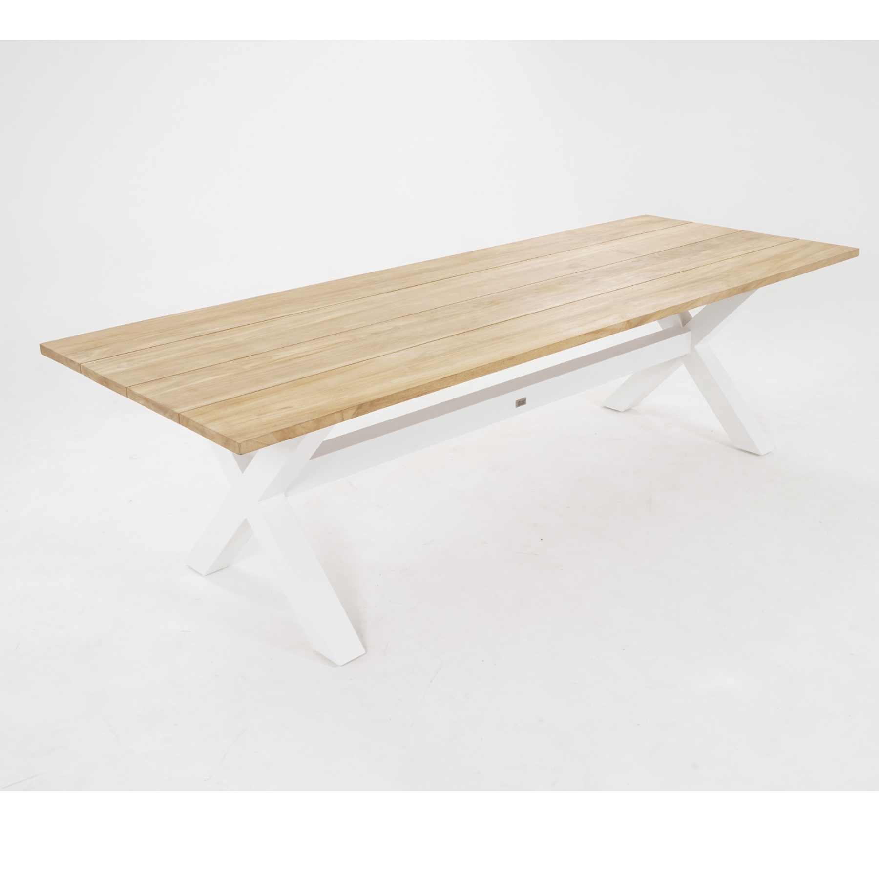 Bellona Teak & Aluminium Outdoor Dining Table - White - Lume Outdoor Living