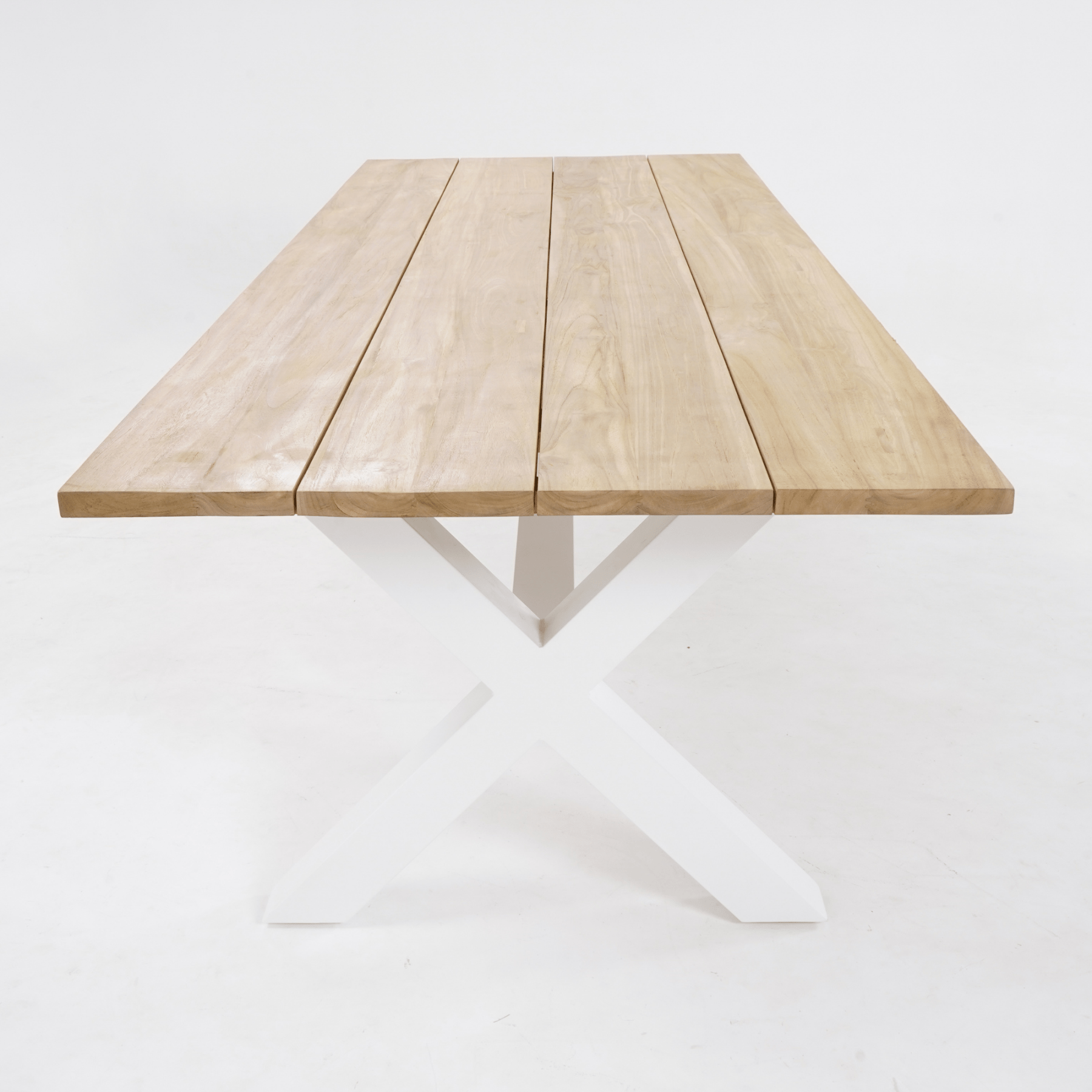 Bellona Teak & Aluminium Outdoor Dining Table - White - Lume Outdoor Living