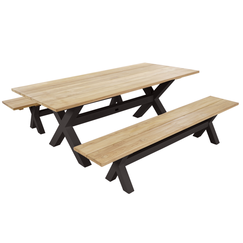 Bellona outdoor bench setting 210cm charcoal