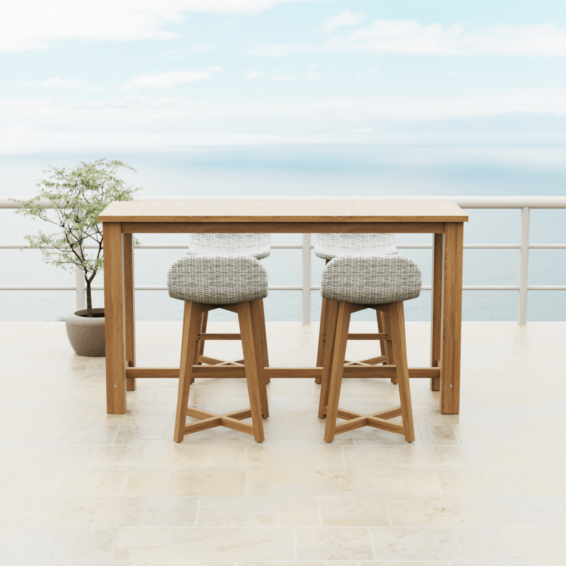 Belmont 180cm table with Danske bar stool - Kubu grey - 5 piece outdoor bar setting - Lume Outdoor Living