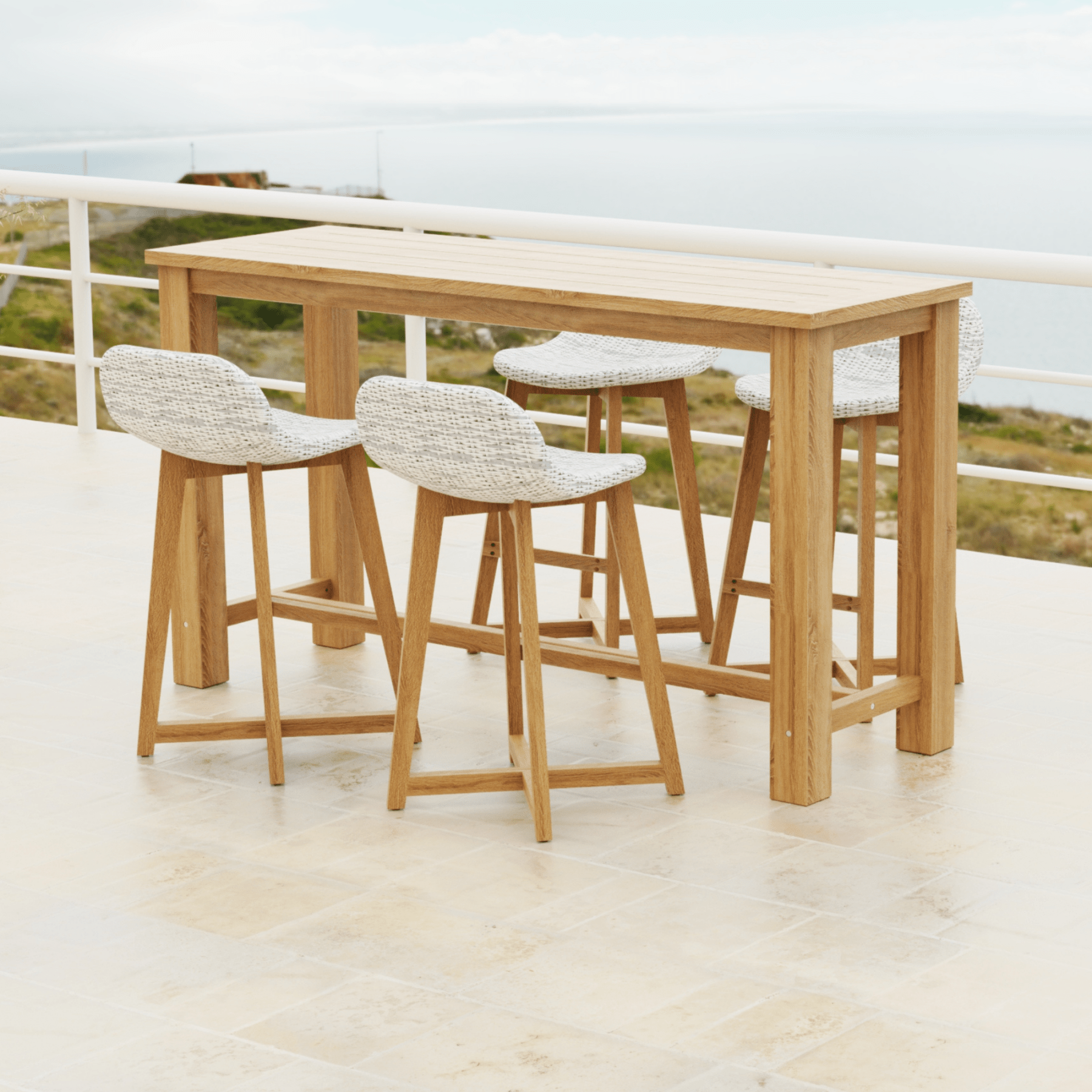 Belmont 180cm table with Danske bar stool - Kubu grey - 5 piece outdoor bar setting - Lume Outdoor Living