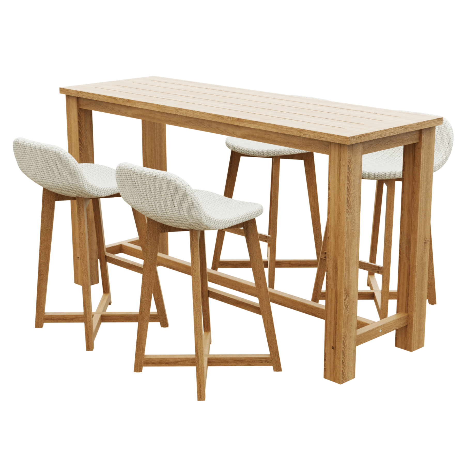 Belmont 180cm table with Danske bar stool - Kubu white - 5 piece outdoor bar setting - Lume Outdoor Living