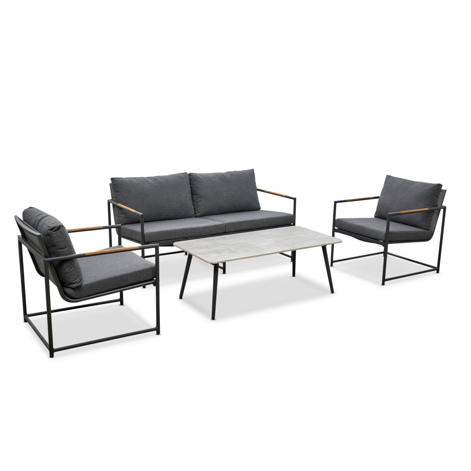 Bondi 2+1+1 lounge - 4 piece charcoal outdoor lounge setting - Lume Outdoor Living