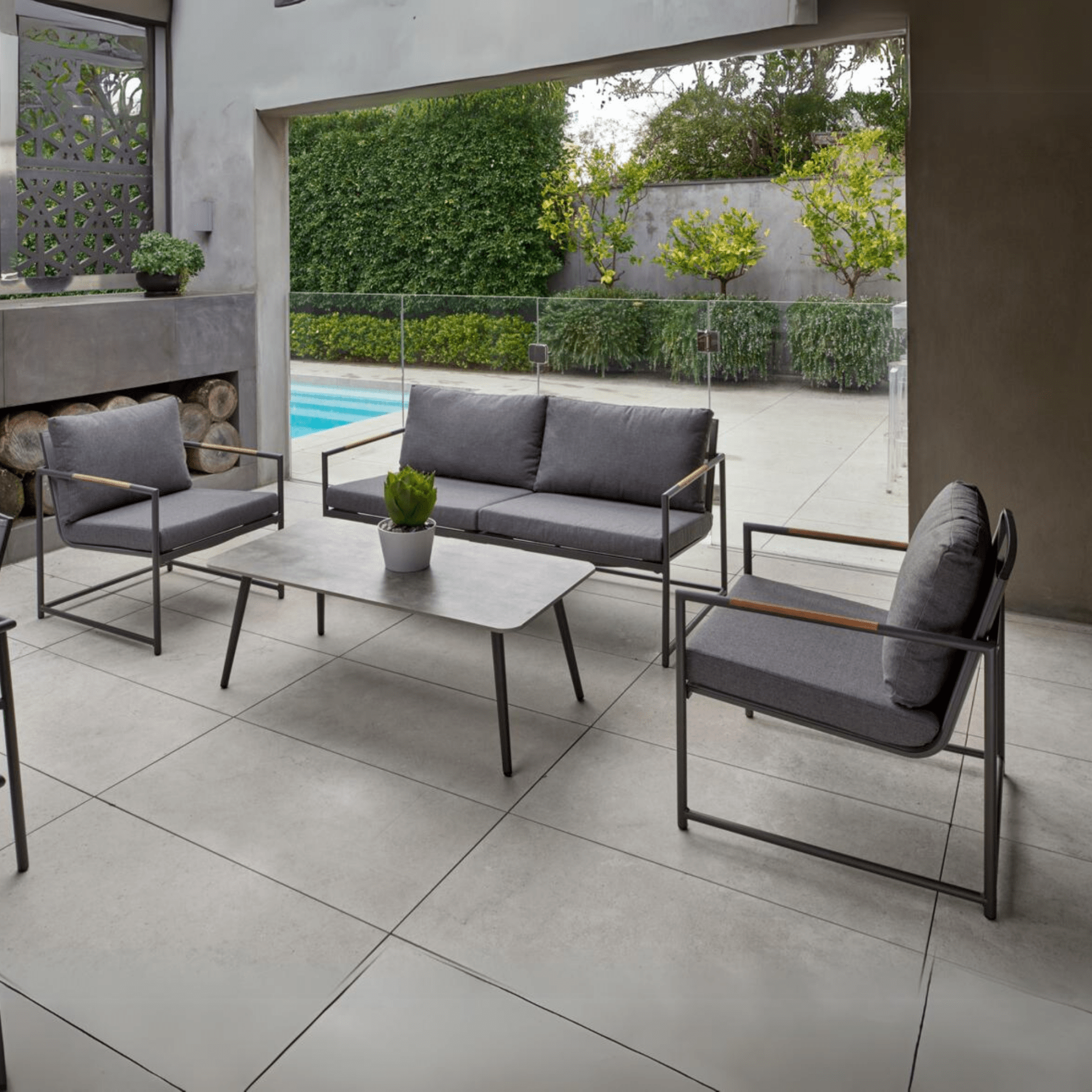 Bondi 2+1+1 lounge - 4 piece charcoal outdoor lounge setting - Lume Outdoor Living