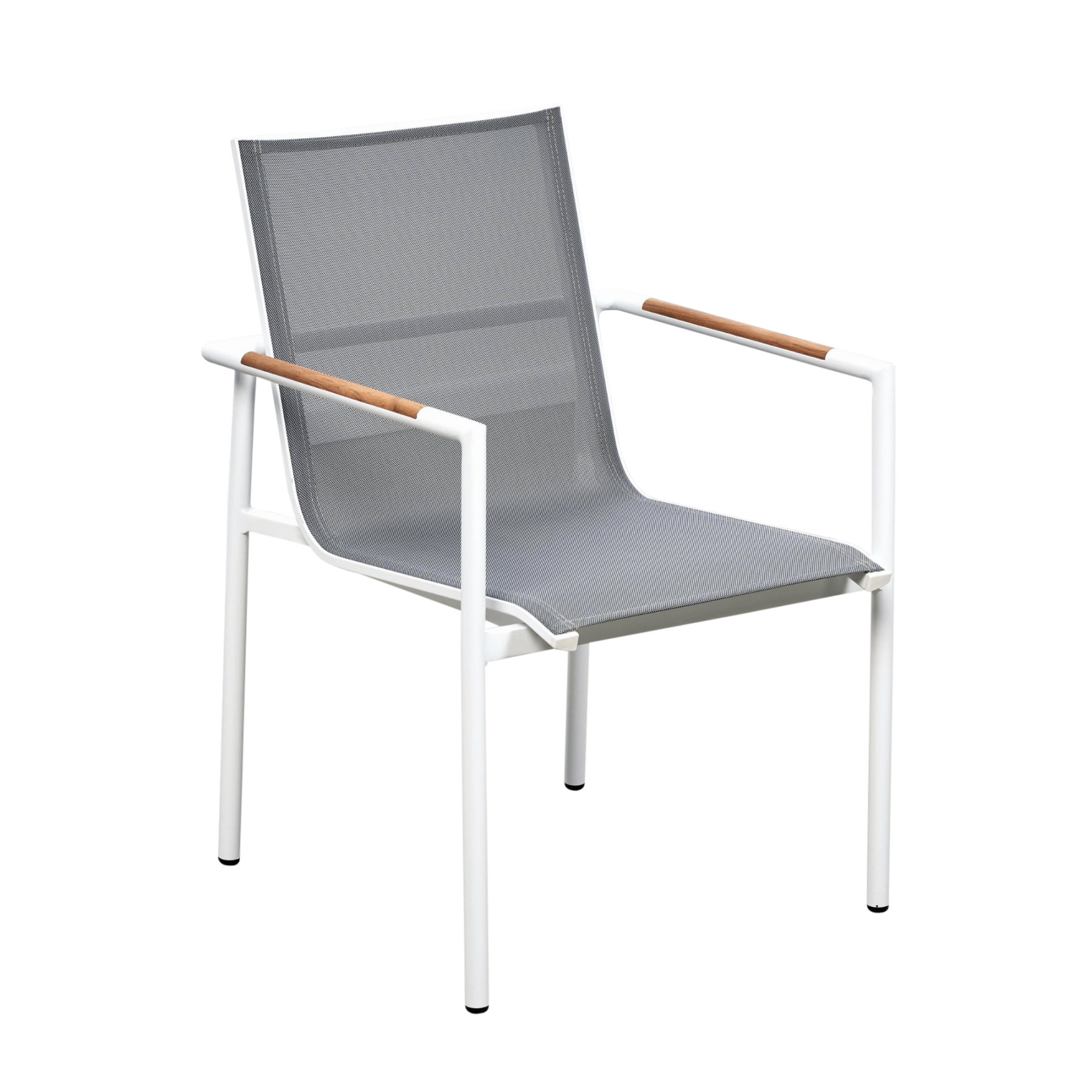 Bondi outdoor dining chair with teak detail - white - Lume Outdoor Living