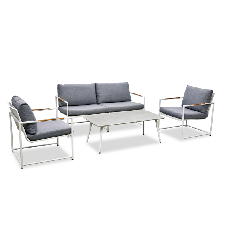 Bondi 2+1+1 lounge - 4 piece white outdoor lounge setting