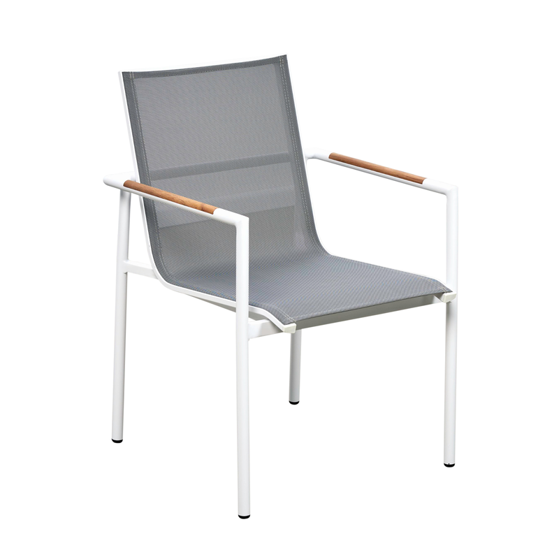 Bondi outdoor dining chair with teak detail