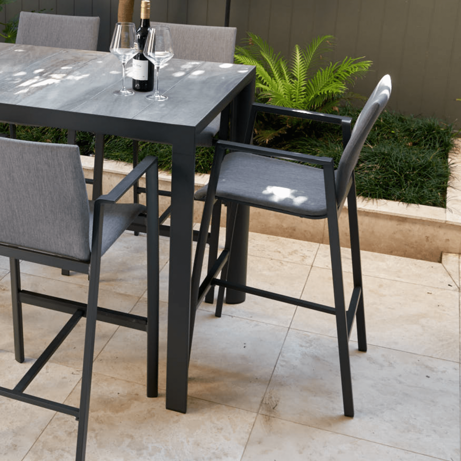 Bronte Outdoor Bar Chair - charcoal - Lume Outdoor Living