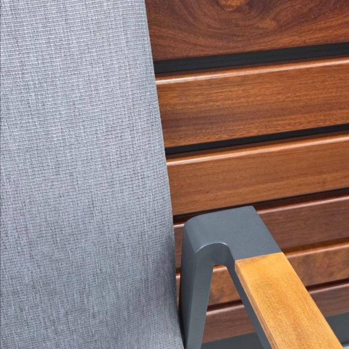 Bronte Teak Detail Dining Chair - Charcoal/Charcoal - Lume Outdoor Living