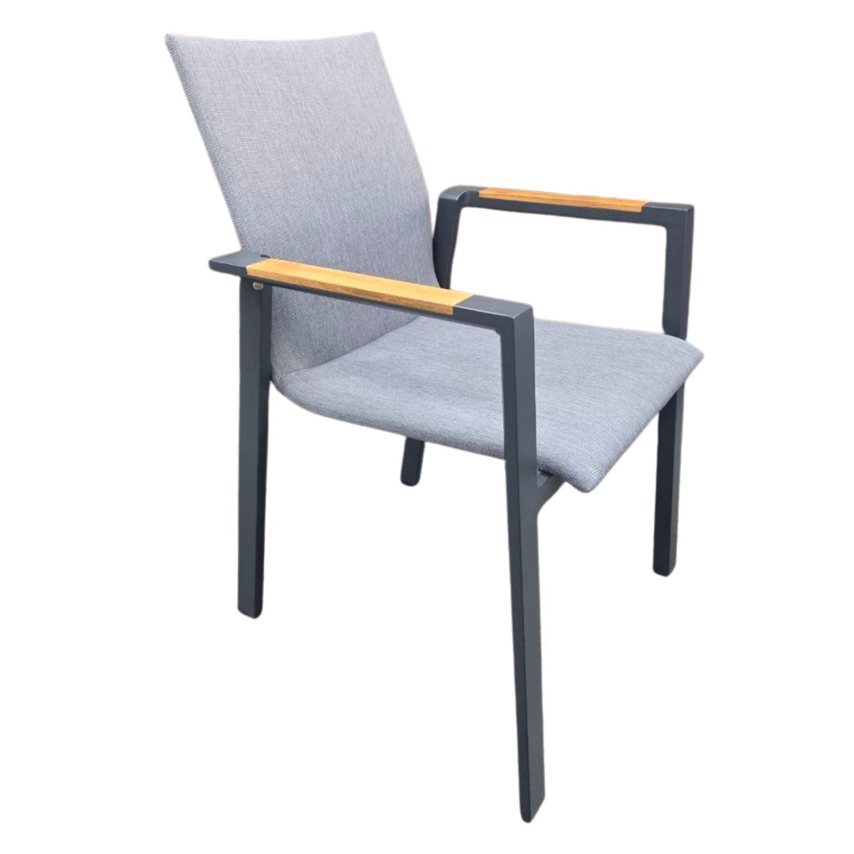 Bronte Teak Detail Dining Chair - Charcoal/Charcoal - Lume Outdoor Living