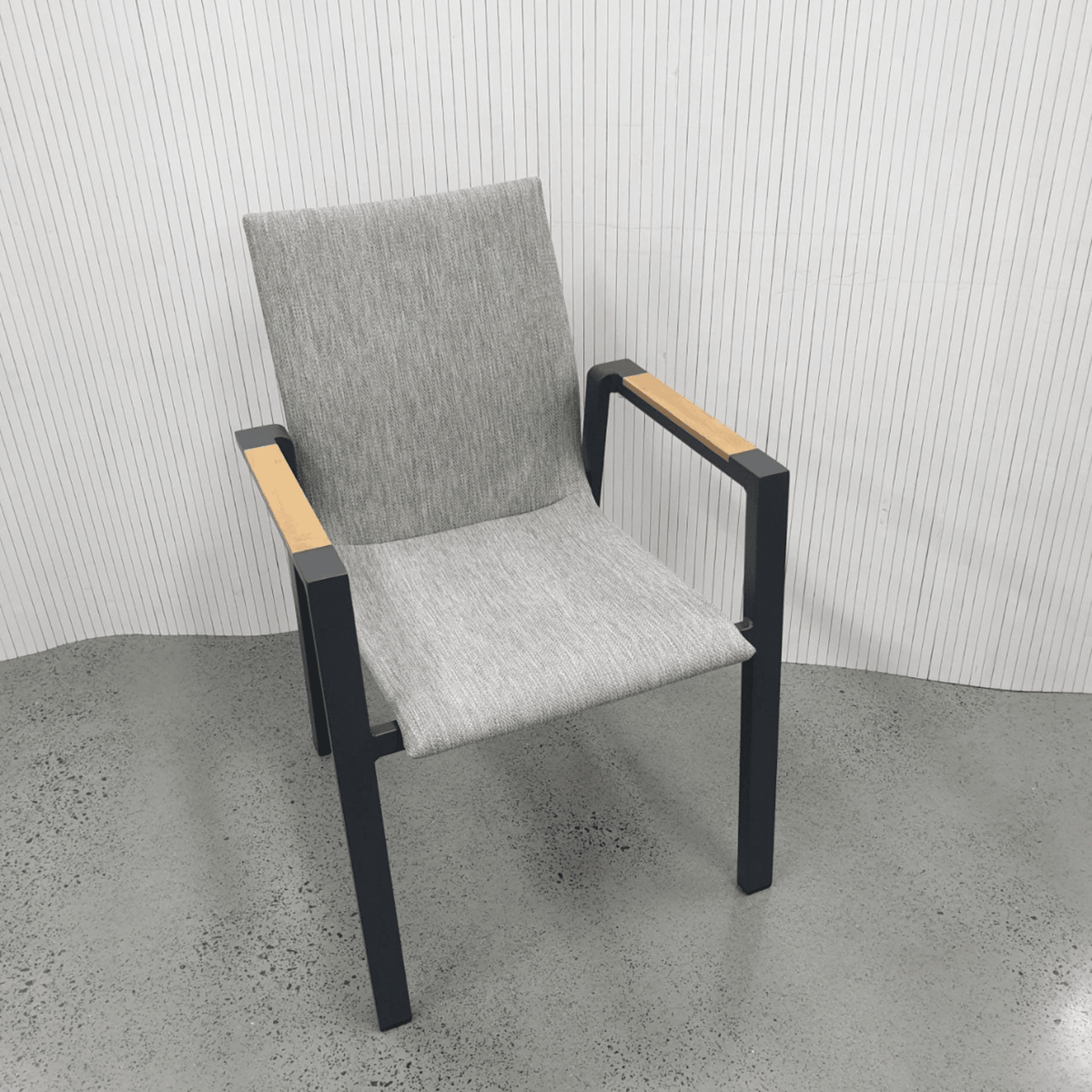 Bronte Teak Detail Dining Chair - Charcoal/Taupe - Lume Outdoor Living