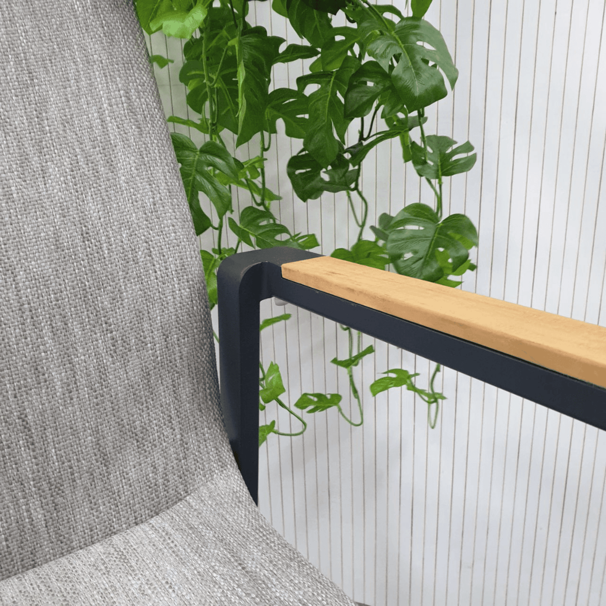 Bronte Teak Detail Dining Chair - Charcoal/Taupe - Lume Outdoor Living