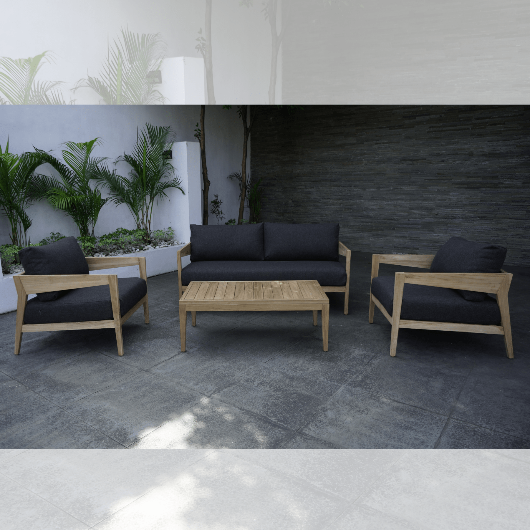 Caldena teak lounge setting - 4 piece outdoor lounge set - CB 090 - Lume Outdoor Living