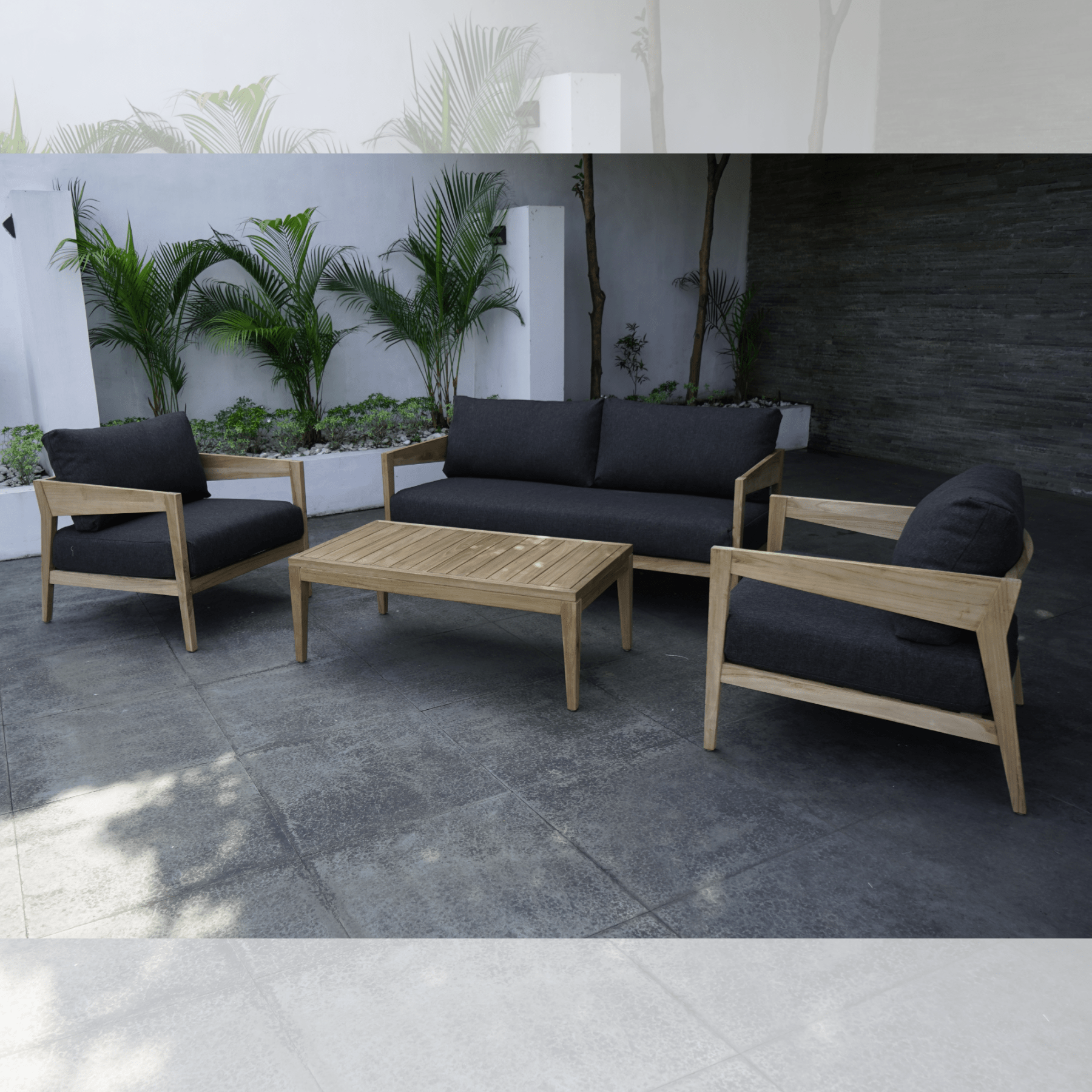 Caldena teak lounge setting - 4 piece outdoor lounge set - CB 090 - Lume Outdoor Living