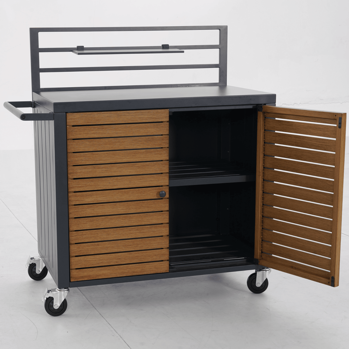 Carrello Compact Aluminum Outdoor Storage Workstation on Wheels - Lume Outdoor Living