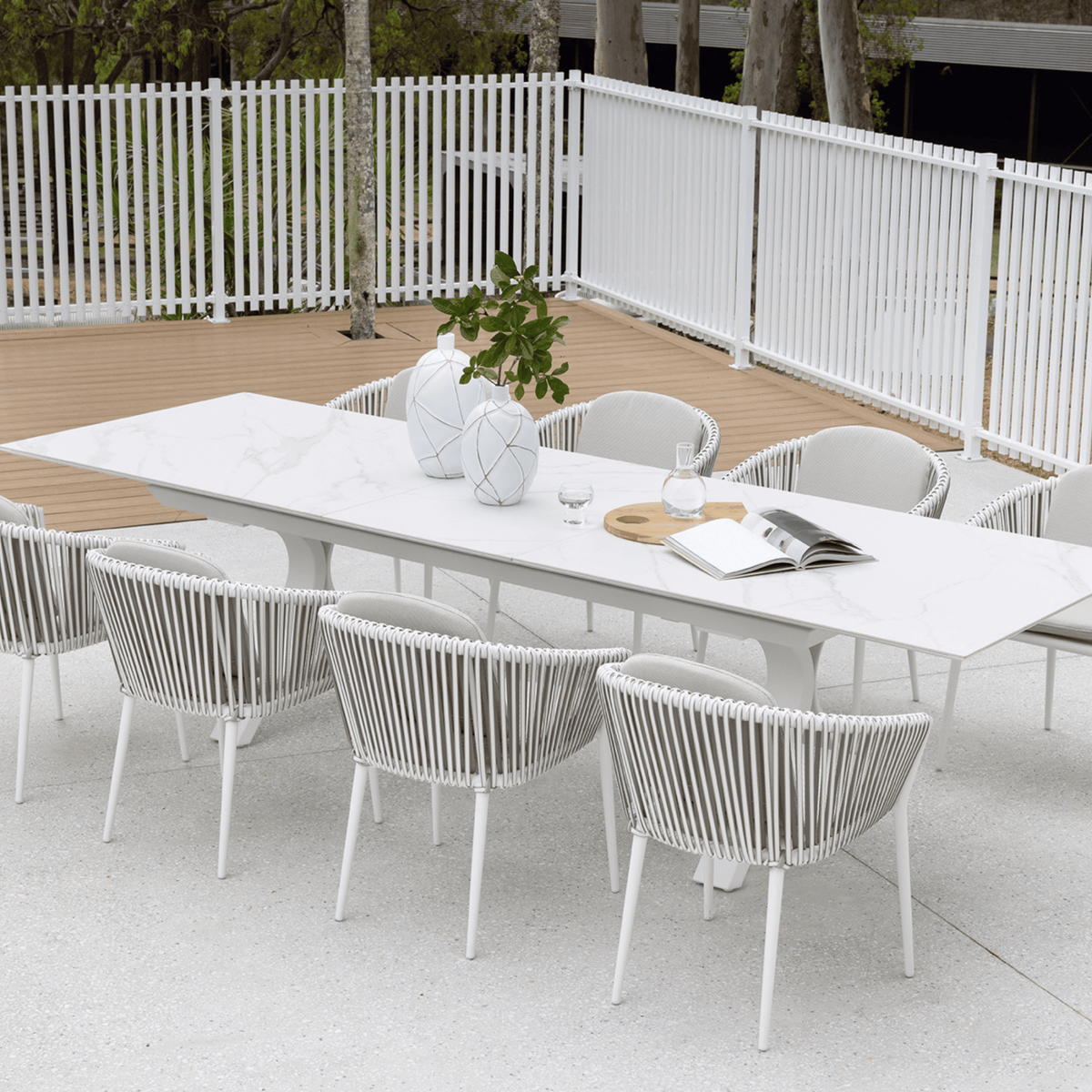 Carson & Artemis 240-300x100cm 9pce Dining Setting - Lume Outdoor Living