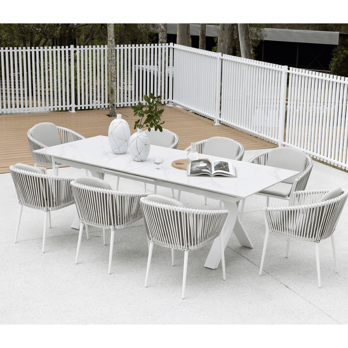 Carson & Artemis 240-300x100cm 9pce Dining Setting - Lume Outdoor Living