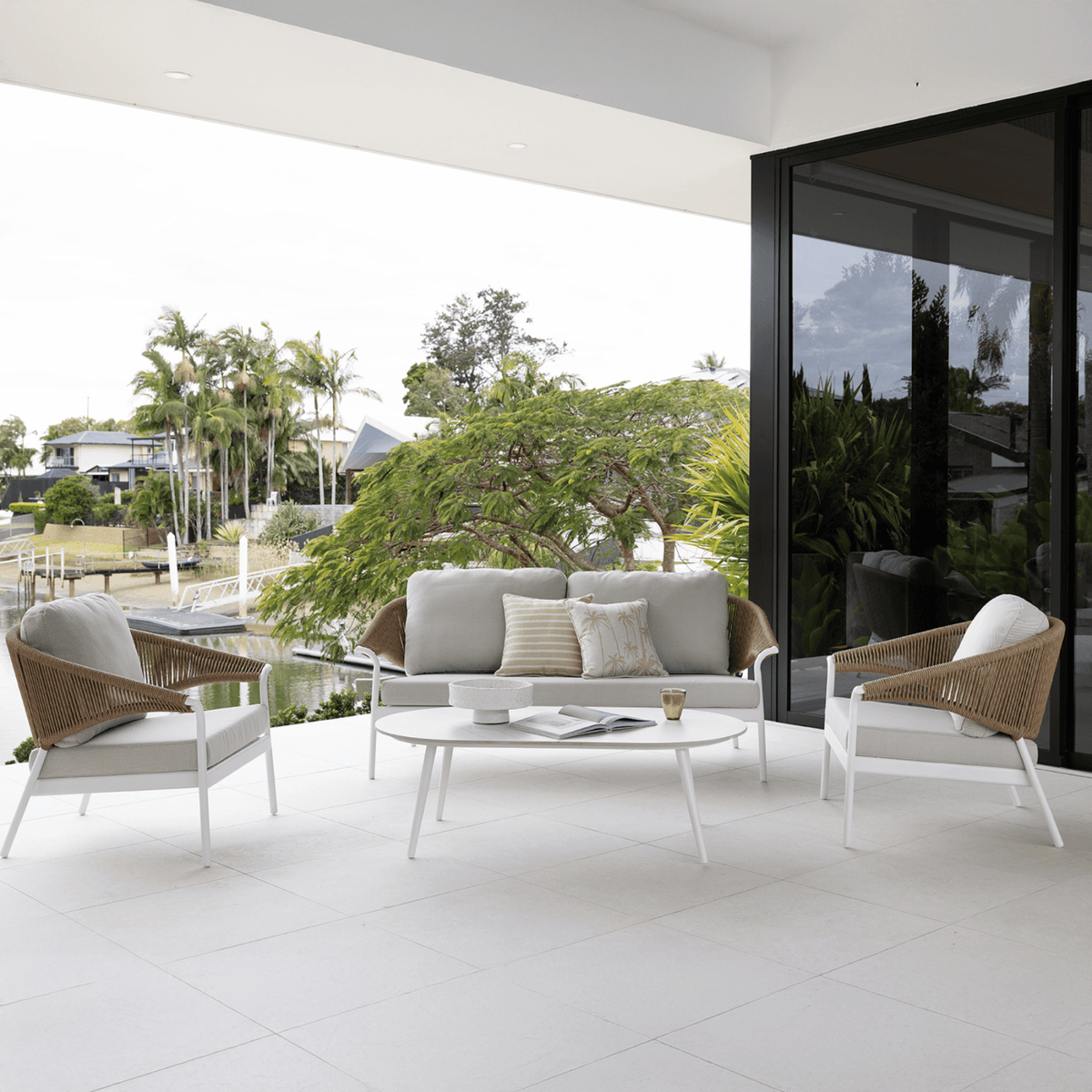 Celia 4pce Lounge Setting - White/Natural - Lume Outdoor Living