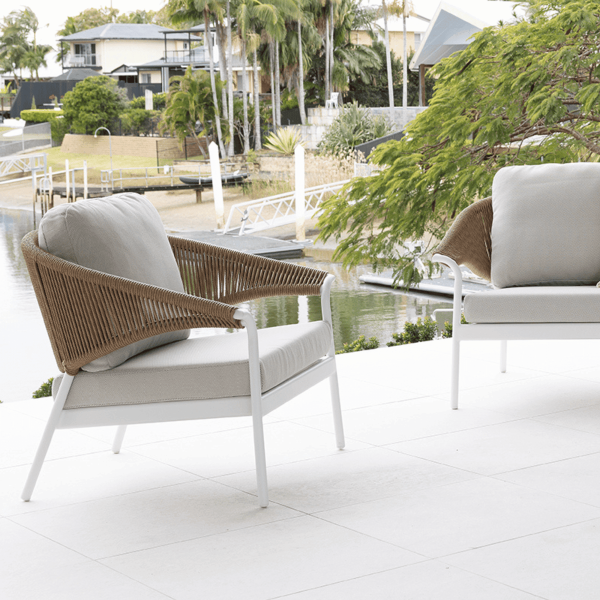Celia 4pce Lounge Setting - White/Natural - Lume Outdoor Living