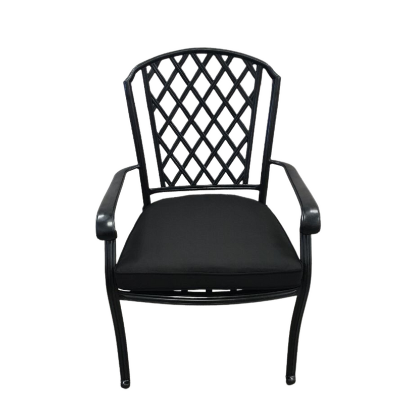 Chelmer cast-aluminium outdoor dining chair - antique black/black