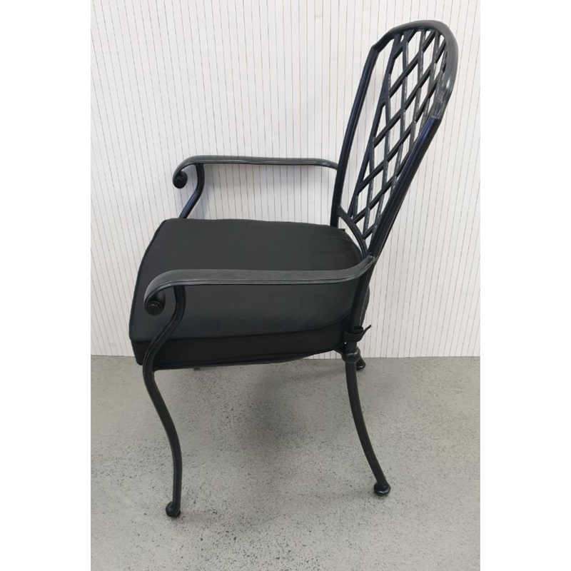 Chelmer cast-aluminium outdoor dining chair - antique black/black