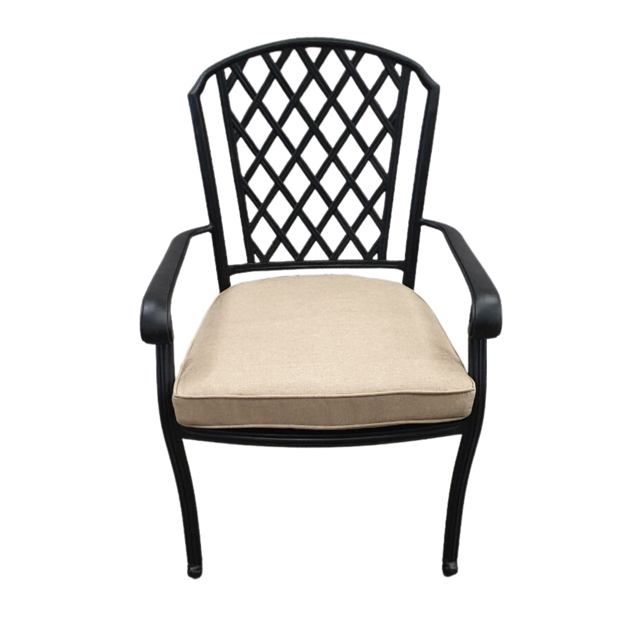 Chelmer cast-aluminium outdoor dining chair - bronze/beige