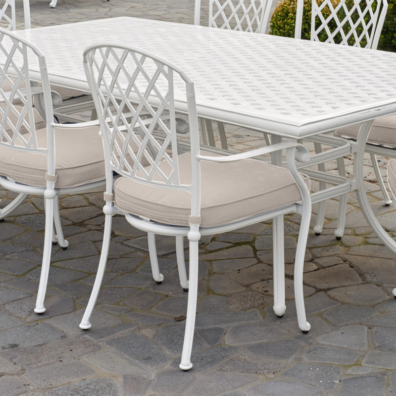 Chelmer cast-aluminium outdoor dining chair - white/taupe