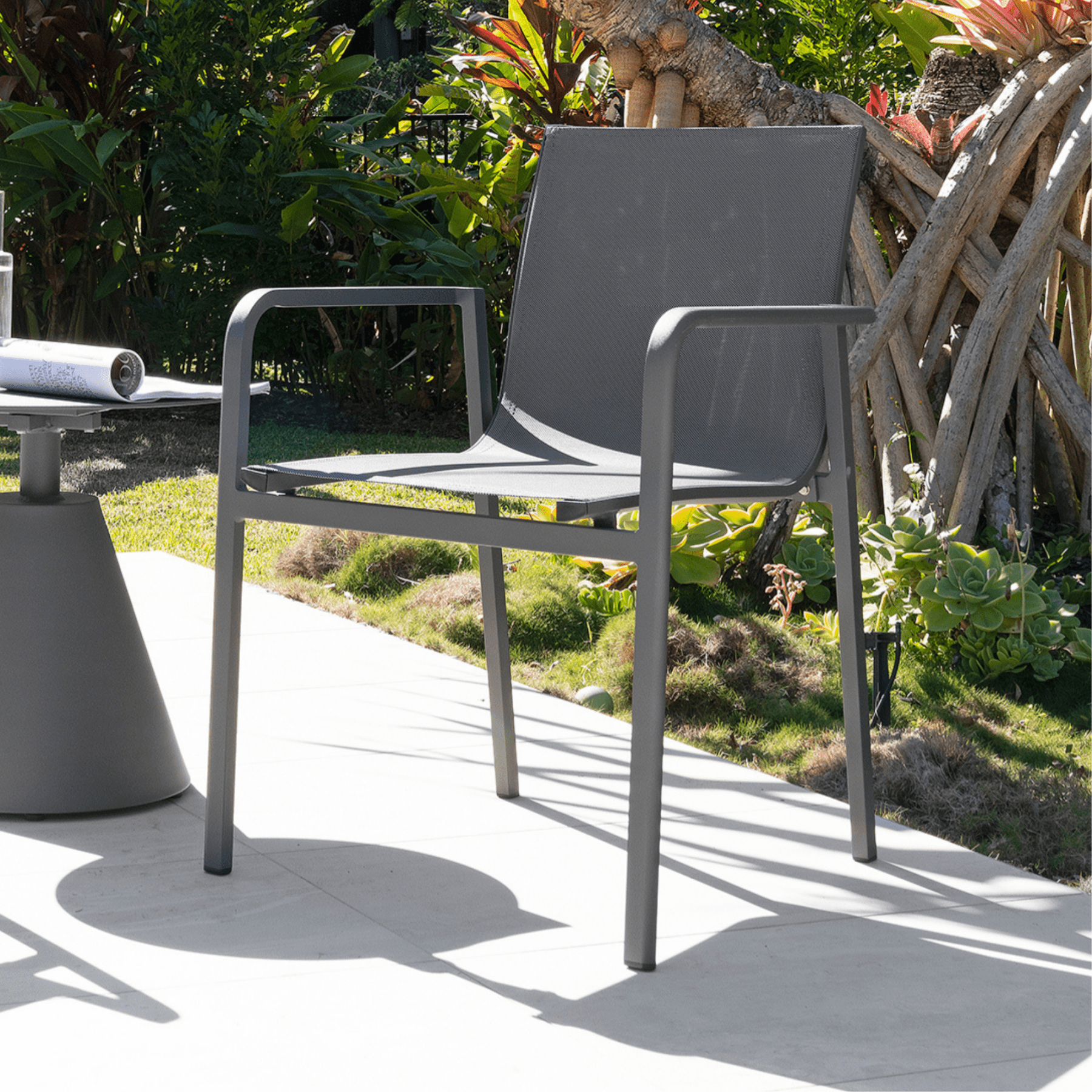 Chic Aluminium Outdoor Dining Chair - Charcoal - Lume Outdoor Living