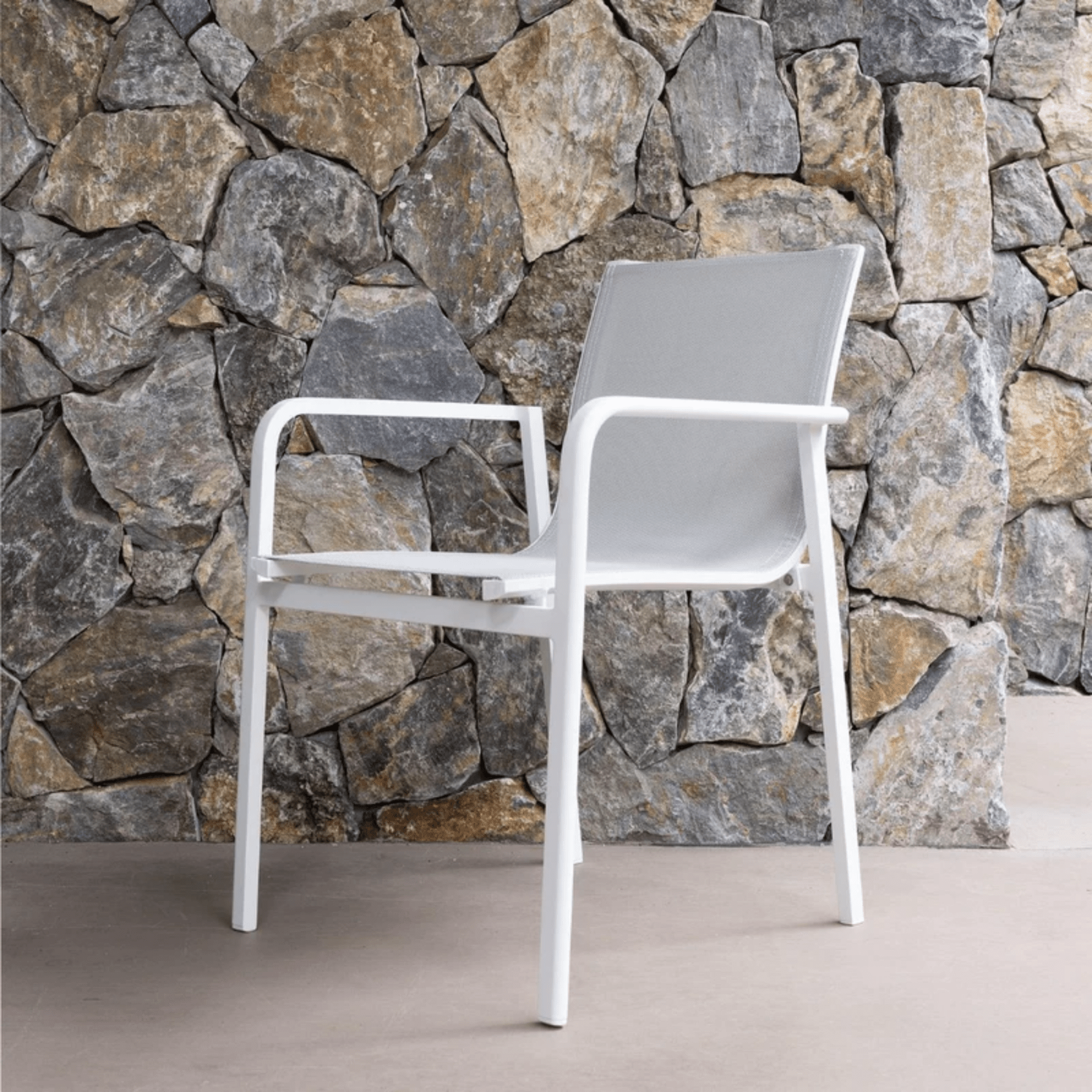 Chic Aluminium Outdoor Dining Chair - White/Light Grey - 2 LEFT - Lume Outdoor Living