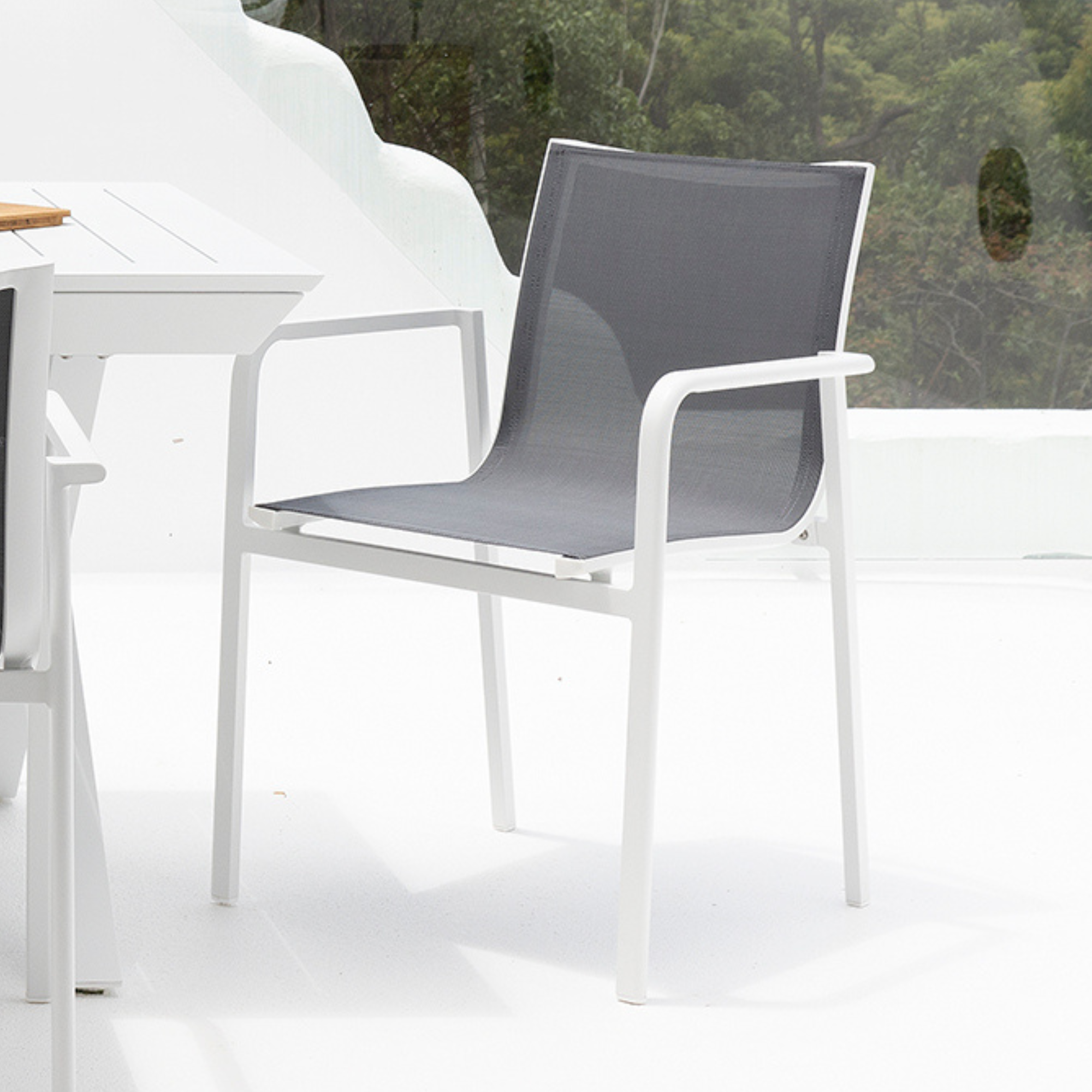 Chic Aluminium Outdoor Dining Chair - White/Dark Grey