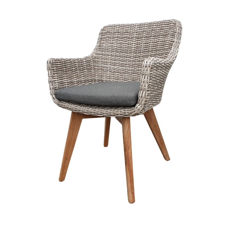 Colorado wicker chair with teak legs - outdoor dining chair