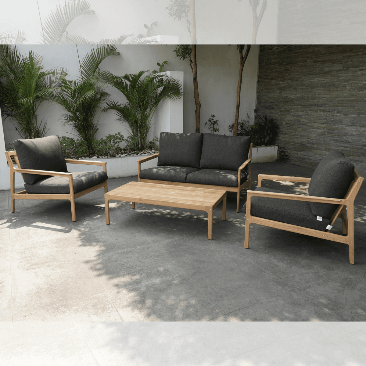 Cuba 4pce Lounge Setting with 2-Seater - Black - Lume Outdoor Living