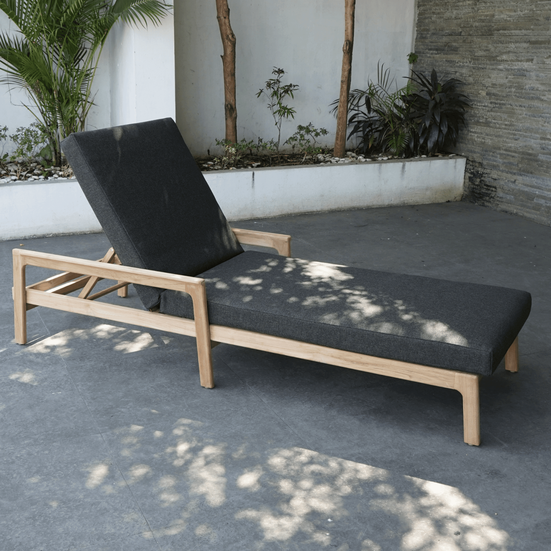 Cuba outdoor teak sunlounge with Copacabana - 090 cushion - Lume Outdoor Living