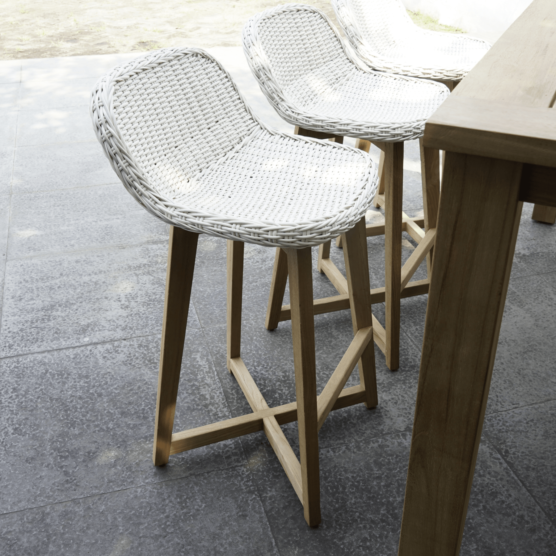 Danske Outdoor Bar Stool - teak and wicker - Lume Outdoor Living