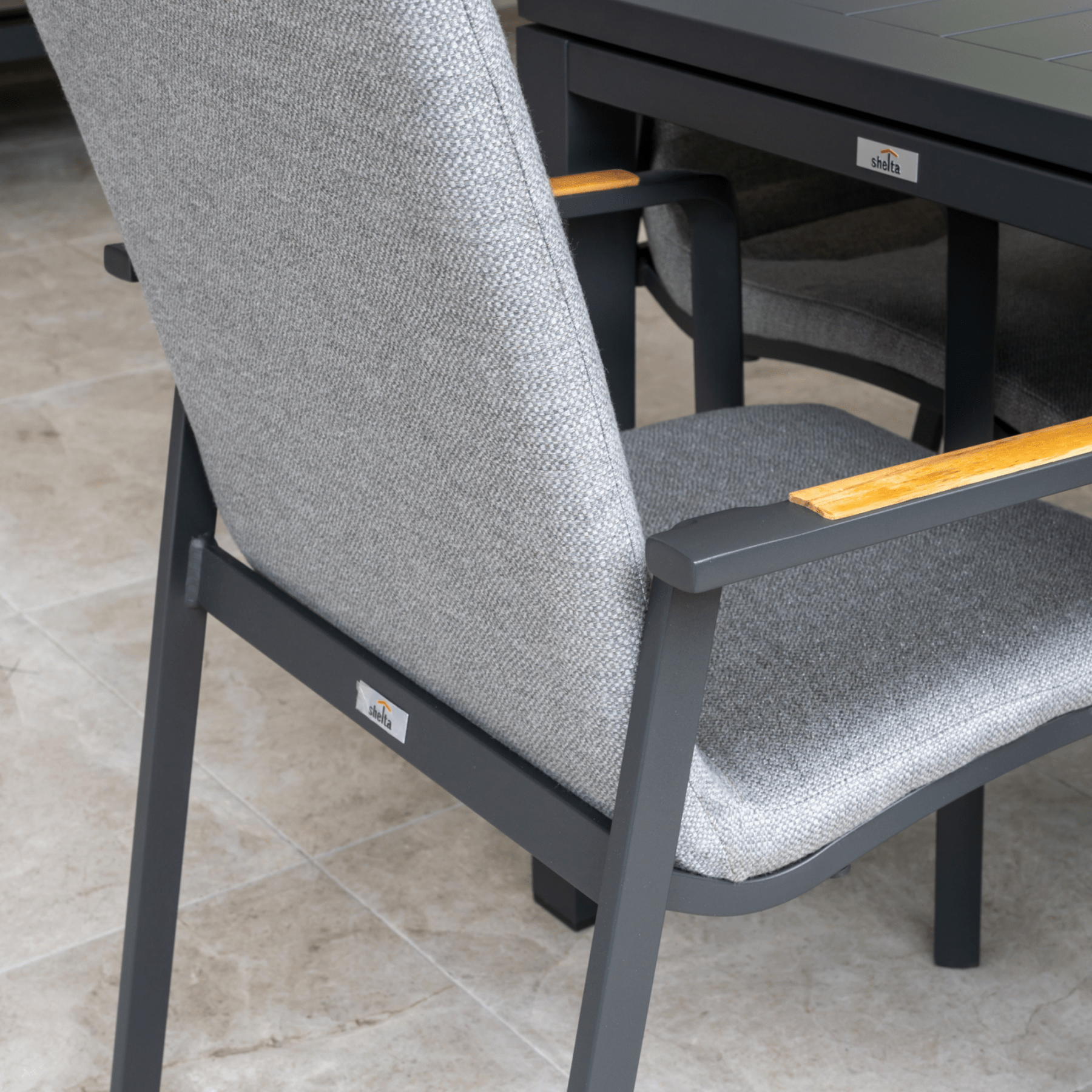 Diamond Padded Aluminium Outdoor Dining Chair - Charcoal - Lume Outdoor Living