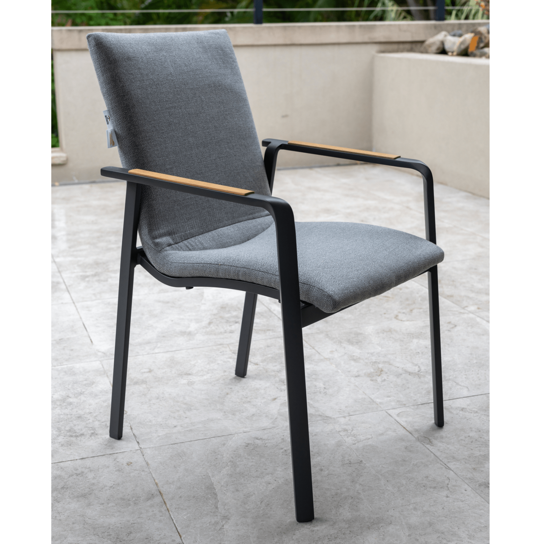 Diamond Padded Aluminium Outdoor Dining Chair - Charcoal - Lume Outdoor Living