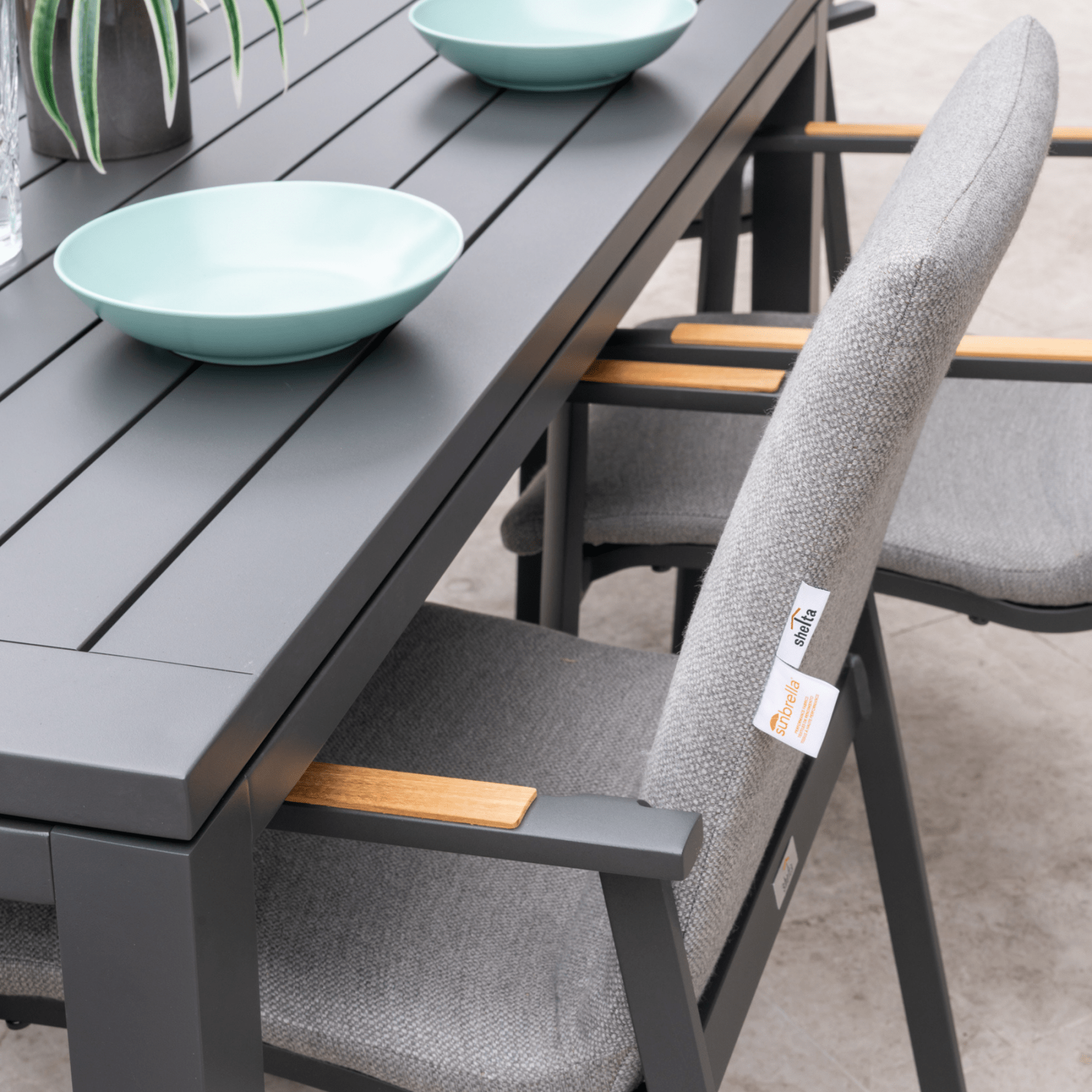 Diamond Padded Aluminium Outdoor Dining Chair - Charcoal - Lume Outdoor Living