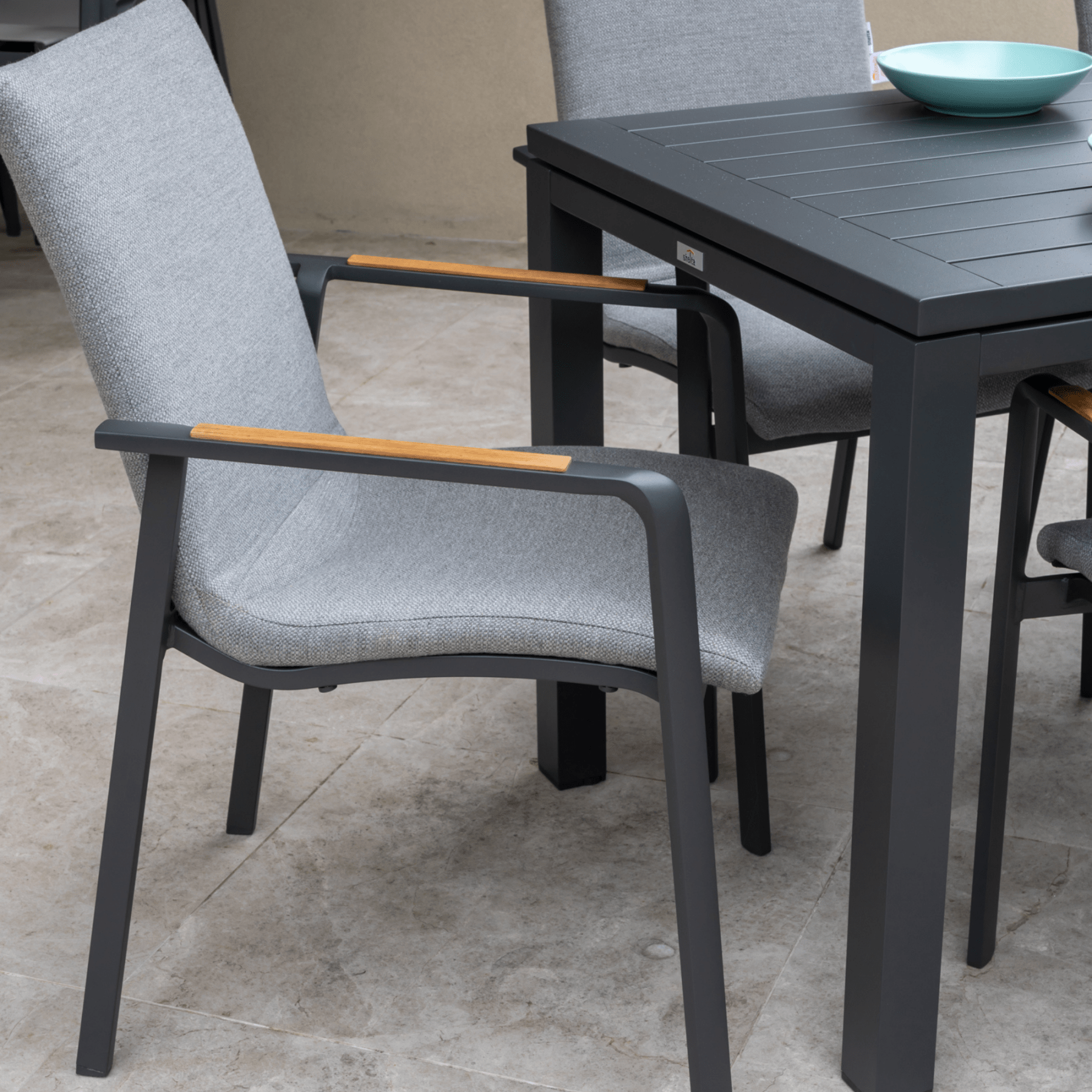 Diamond Padded Aluminium Outdoor Dining Chair - Charcoal - Lume Outdoor Living