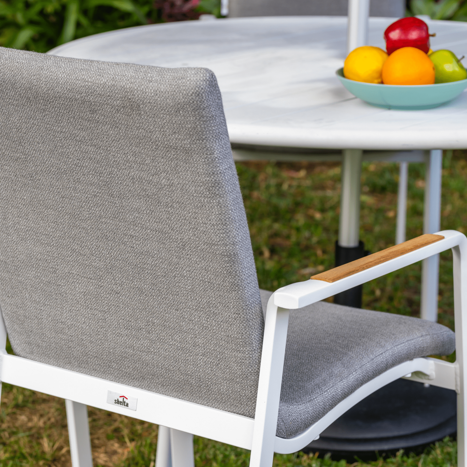 Diamond Padded Aluminium Outdoor Dining Chair - White - Lume Outdoor Living