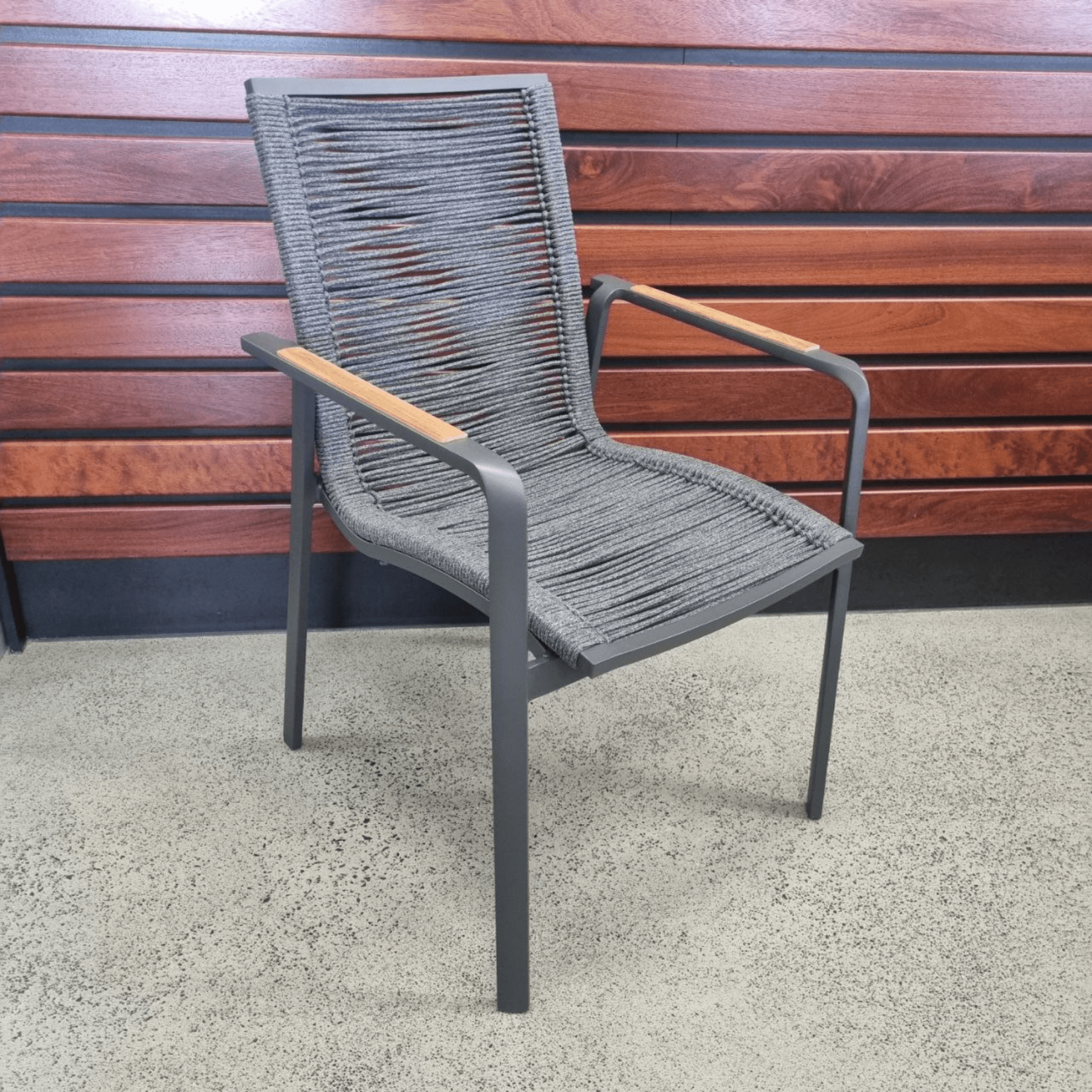 Diamond Rope & Aluminium Outdoor Dining Chair - Charcoal - Lume Outdoor Living