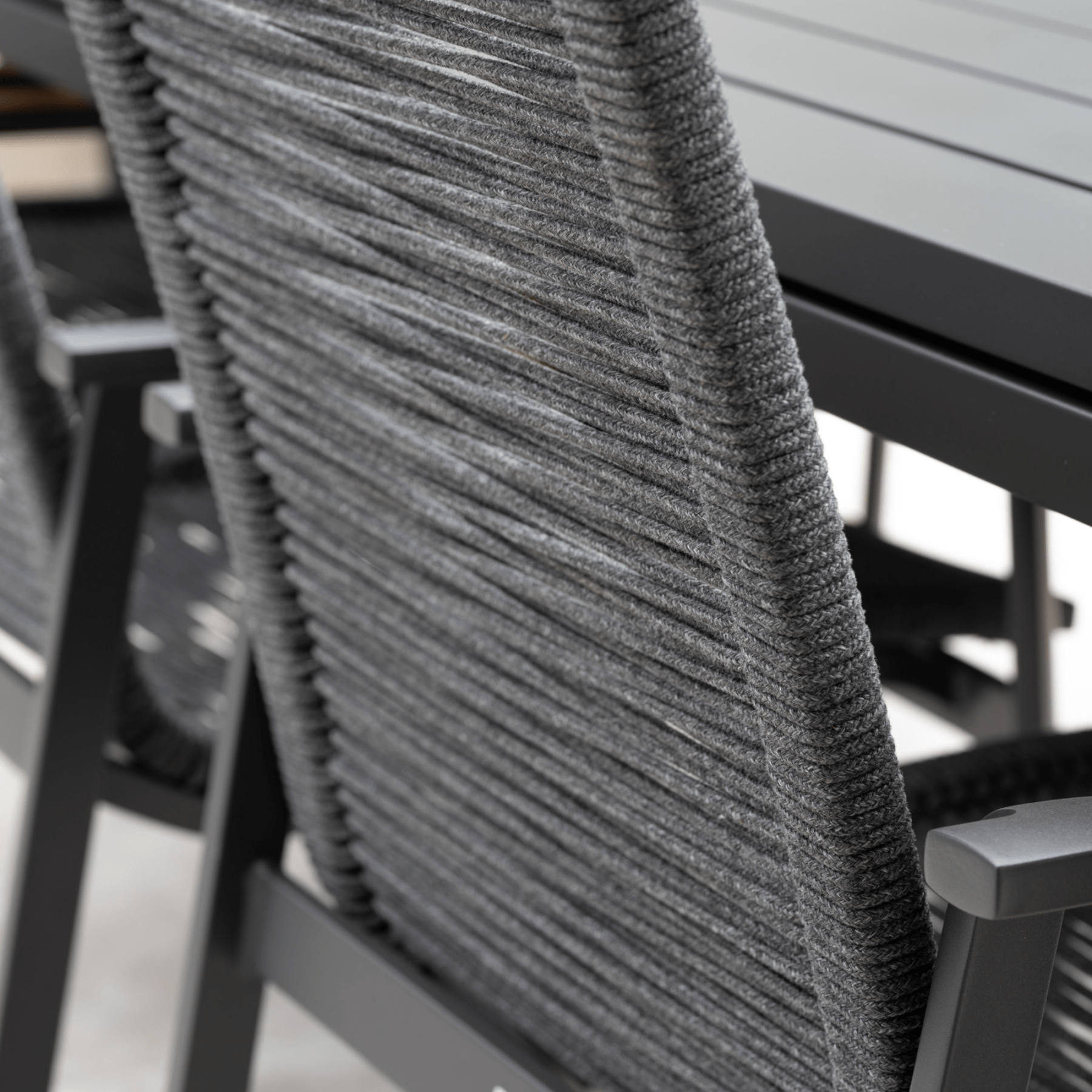 Diamond Rope & Aluminium Outdoor Dining Chair - Charcoal - Lume Outdoor Living