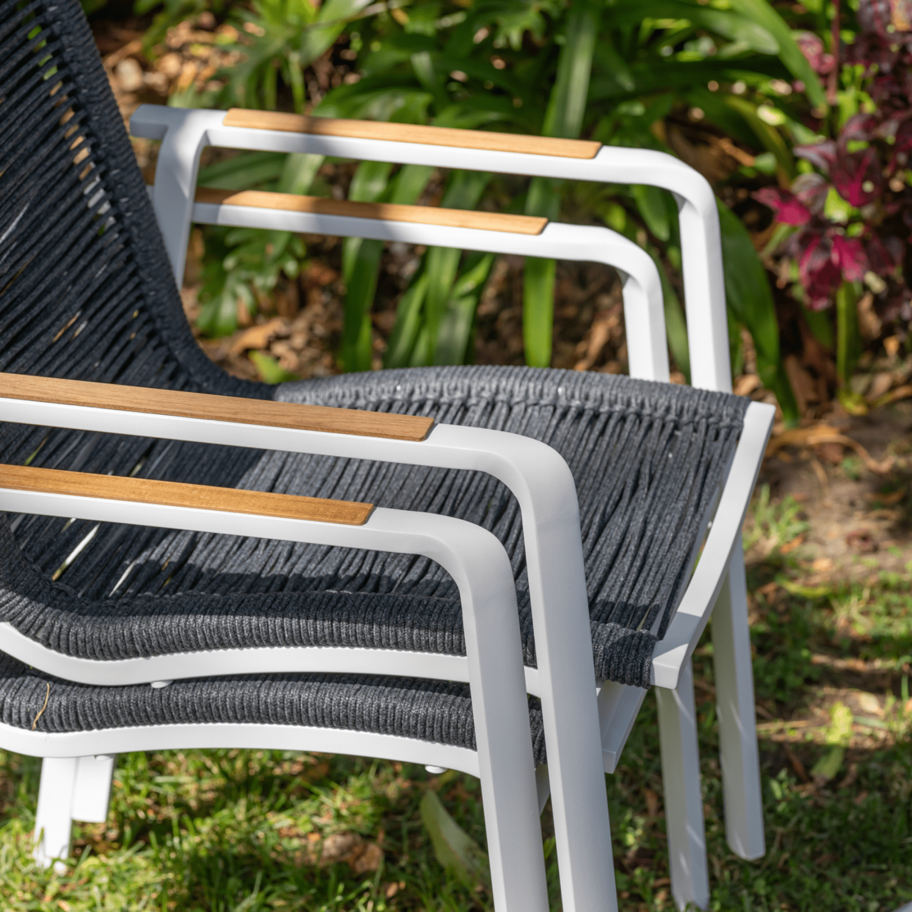 Diamond Rope & Aluminium Outdoor Dining Chair - White - Lume Outdoor Living