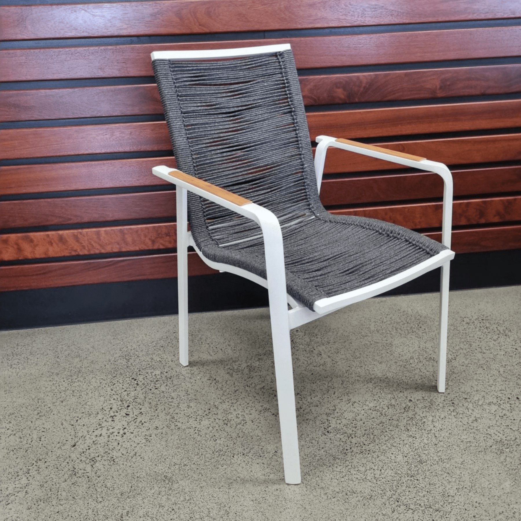 Diamond Rope & Aluminium Outdoor Dining Chair - White - Lume Outdoor Living