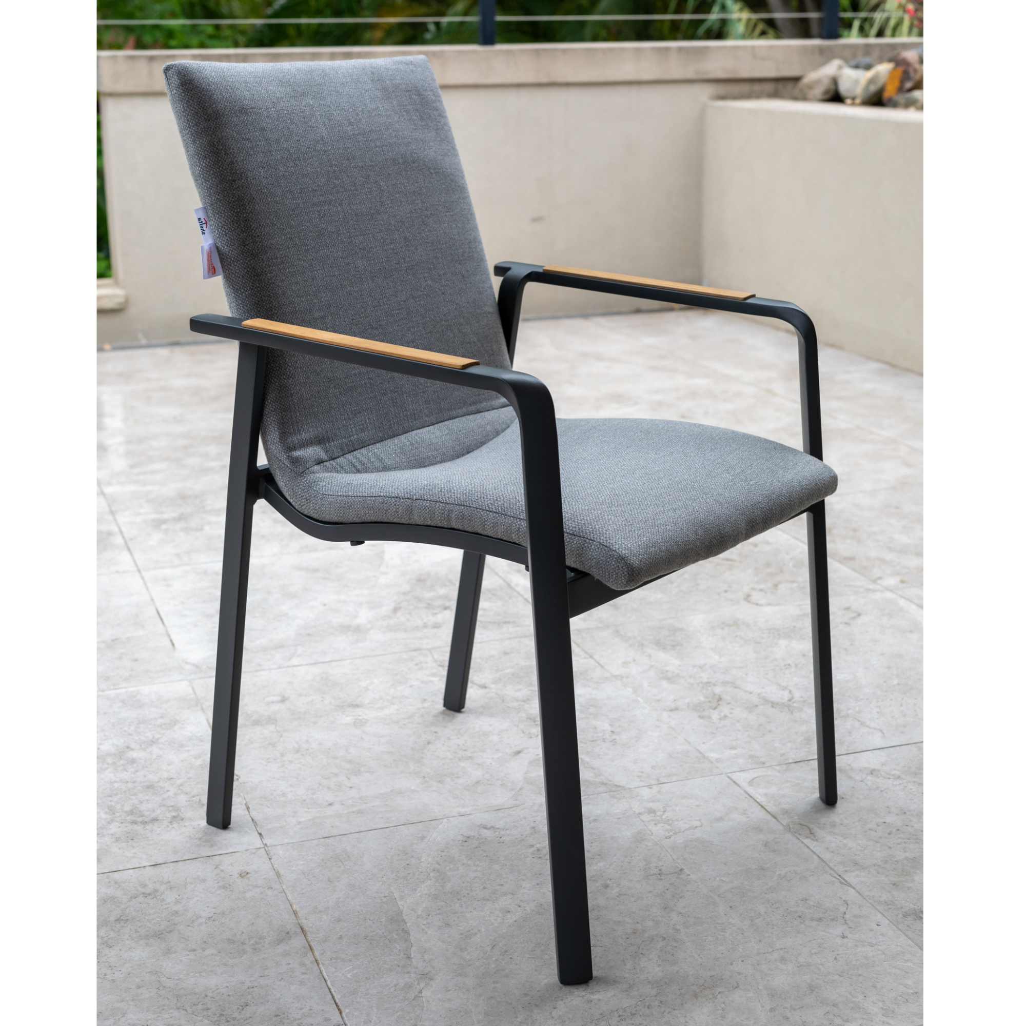 Diamond Padded Aluminium Outdoor Dining Chair - Charcoal