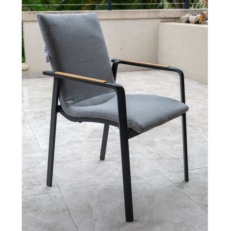 Diamond Padded Aluminium Outdoor Dining Chair - Charcoal