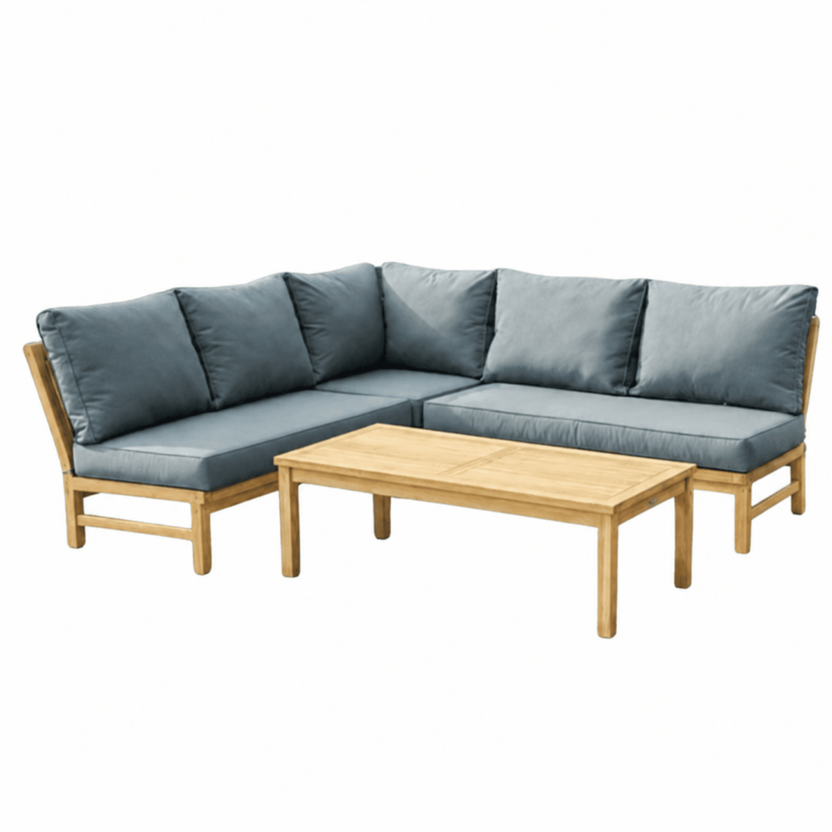 Fiji Modular 4pce Corner Lounge Setting with 2-seater - Teak/Dove - Lume Outdoor Living