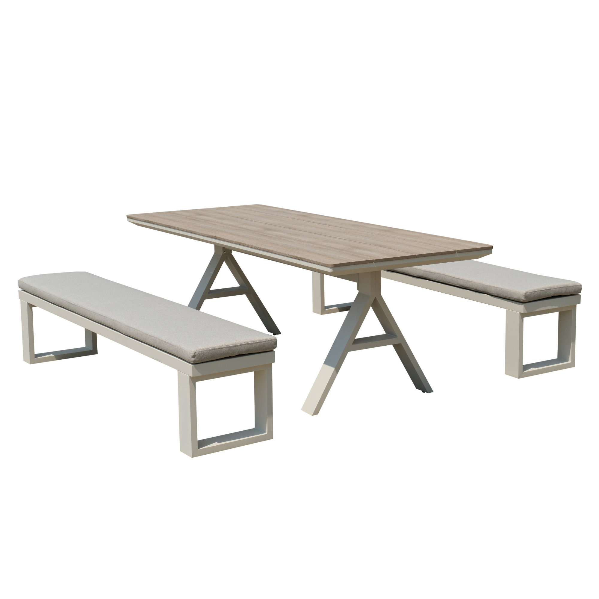 Florida Bench 220x90cm 3pce Dining Setting - Pearl-white (cream)